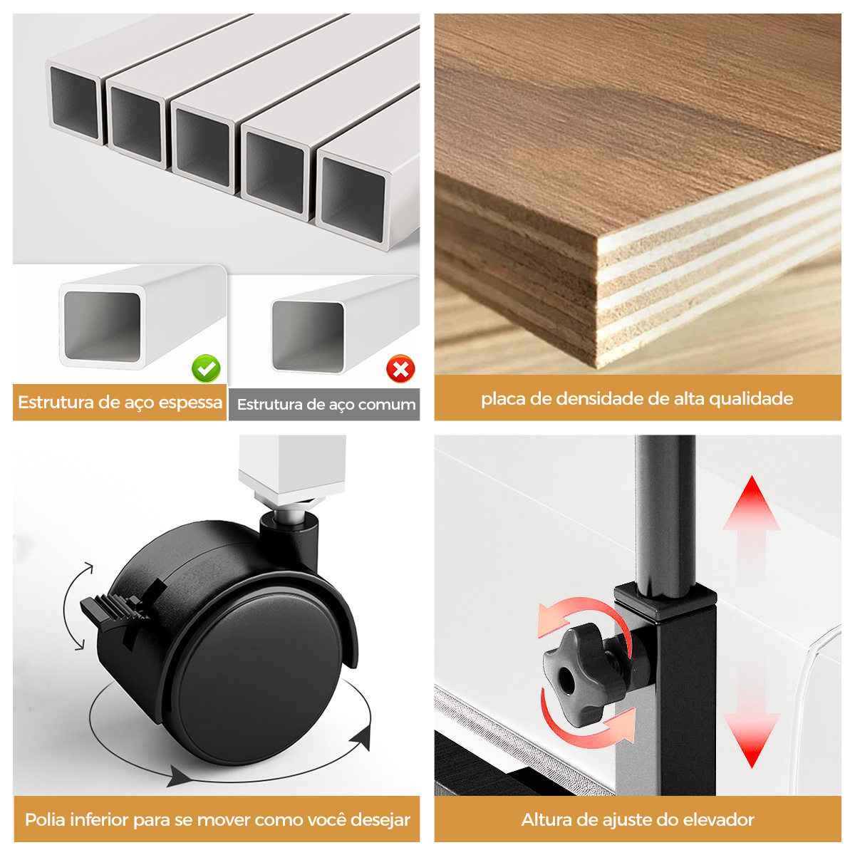 mesa mutiuso mesinha notebook com altura regulavel e rodinhas tablet cama sofá ajustavel detalhes 4