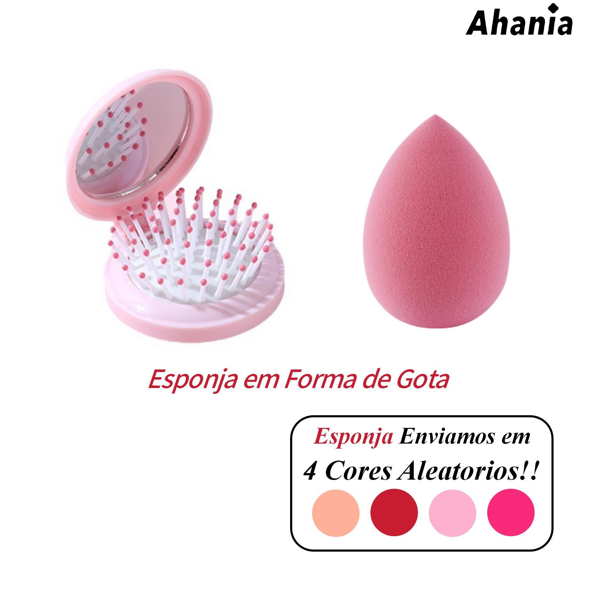 TEMU Kit de Escova com Espelho e Esponja de Maquiagem, Mini Escova Dobrável, Massageador Capilares Cor Aleatorios-image-74206297502617