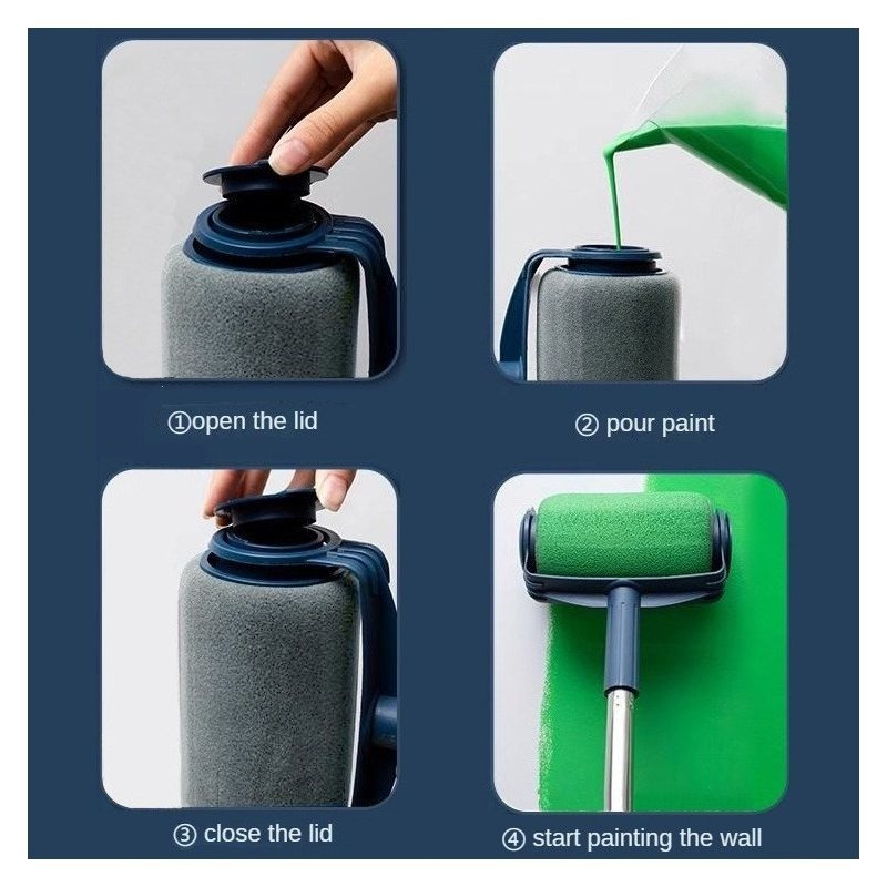 Rolo de pintura em uso com pintura branca