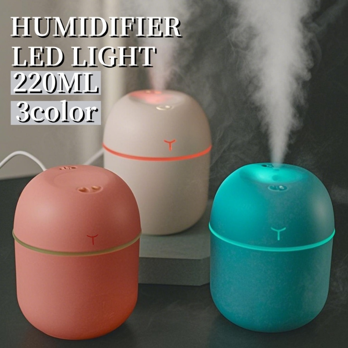 TEMU Umidificador De Ar E Difusor Aromatizador De 220ml PurificadorDe Ar Portátil Usb