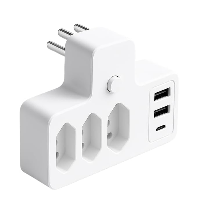 Conector De Extensão Portátil 3 Universal Plug Carregador Rápido 2 Usb 1 Tipe-C