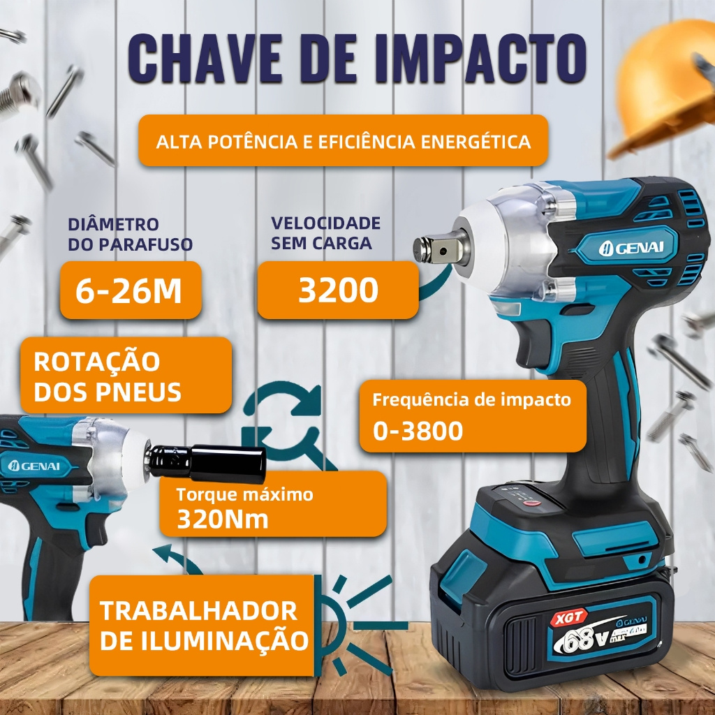 brushless kit 4   ferramentas martelete esmerilhadeira lixadeira parafusadeira chave impacto   baterias 68v detalhes 0