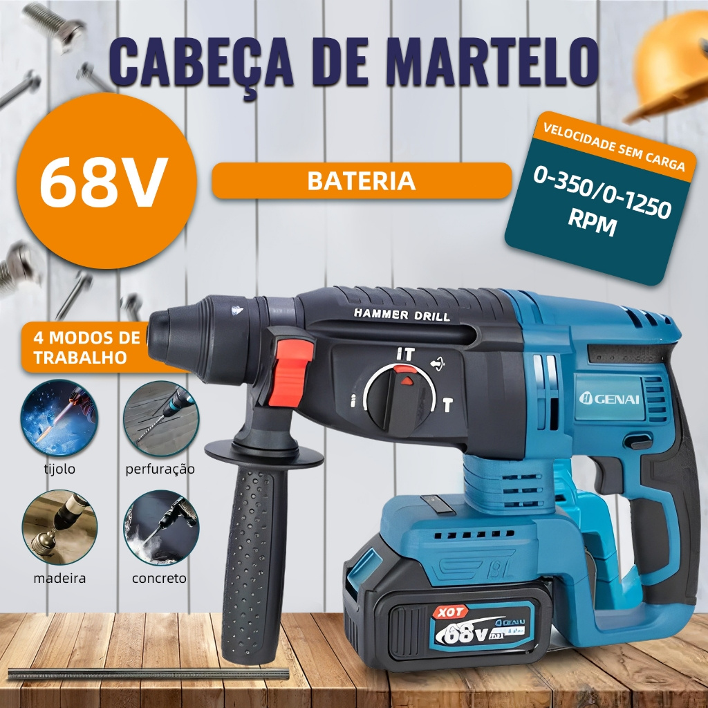 brushless kit 4   ferramentas martelete esmerilhadeira lixadeira parafusadeira chave impacto   baterias 68v detalhes 3