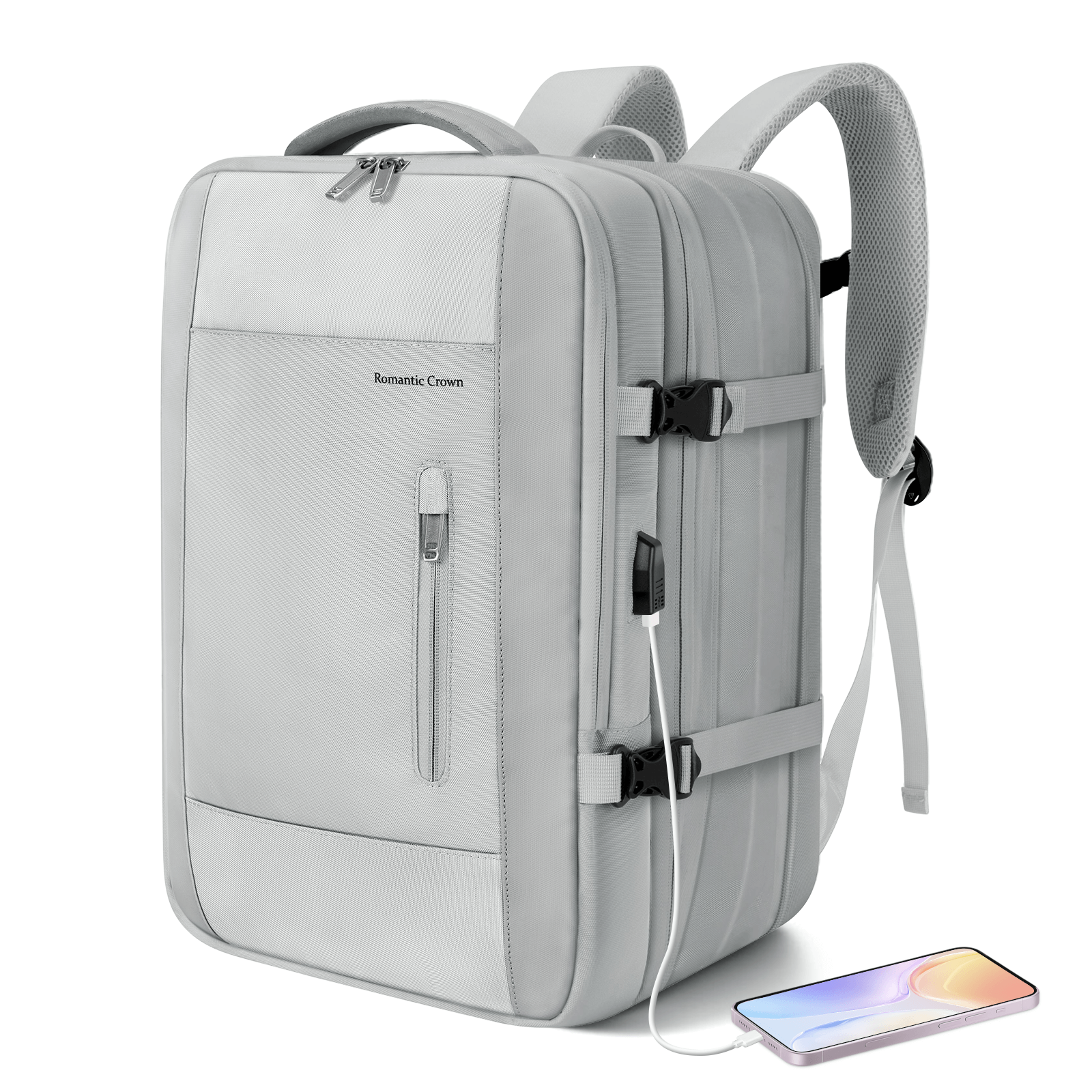 Mochila de Viagem Expansivel Masculina Feminina, Mochila Para Notebook Executiva Impermeável Reforçada Cabo USB, Trabalho, Escola, Viagens