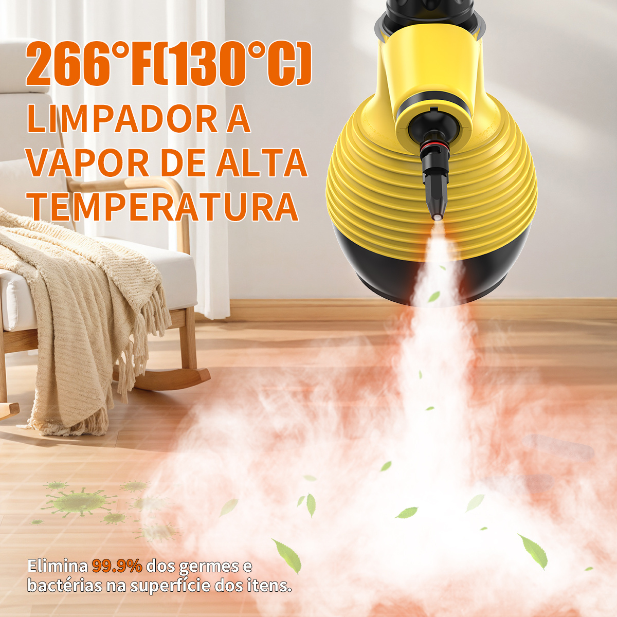 limpador a vapor portátil de 1200 w para diversas superfícies com 10 acessórios detalhes 1