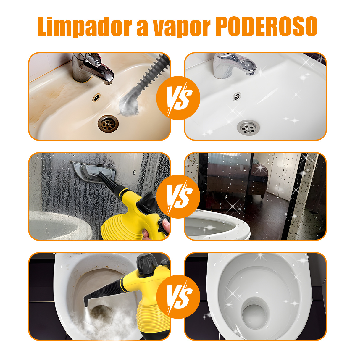 limpador a vapor portátil de 1200 w para diversas superfícies com 10 acessórios detalhes 3
