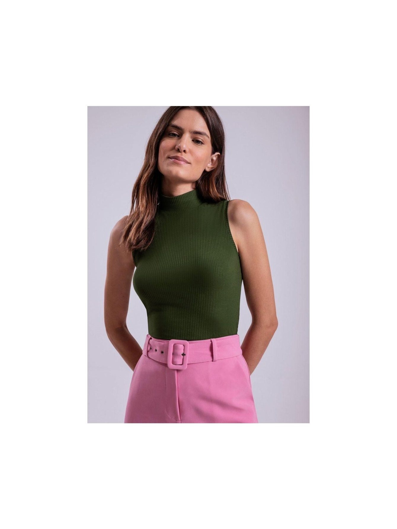 Blusa blogueira gola alta frontal azul