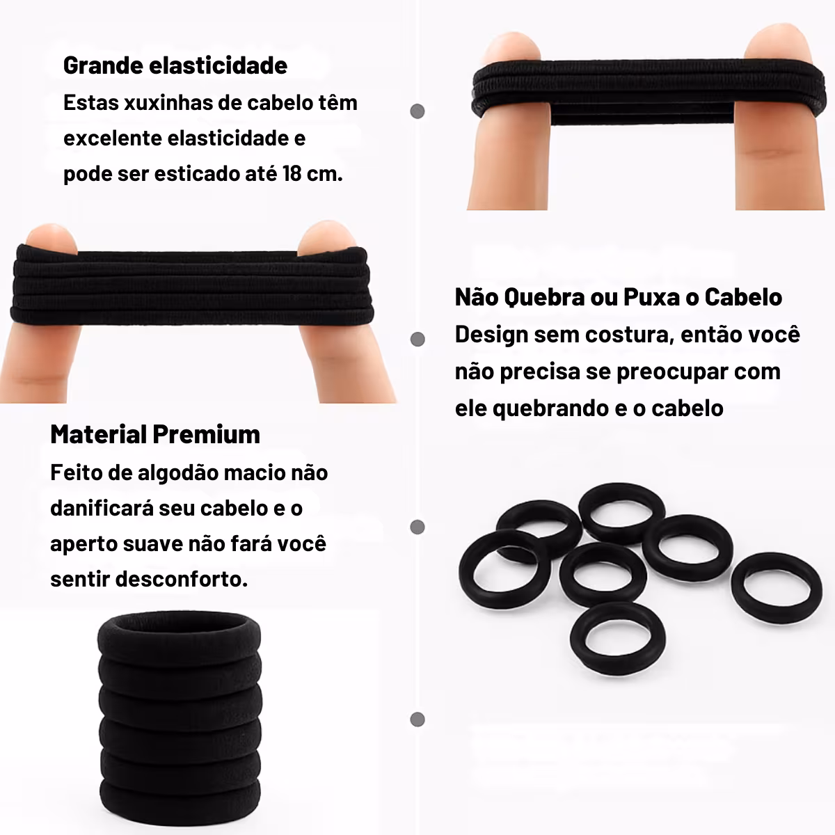 Elastico xuxinha rabicó de cabelo grande em uso em uma modelo