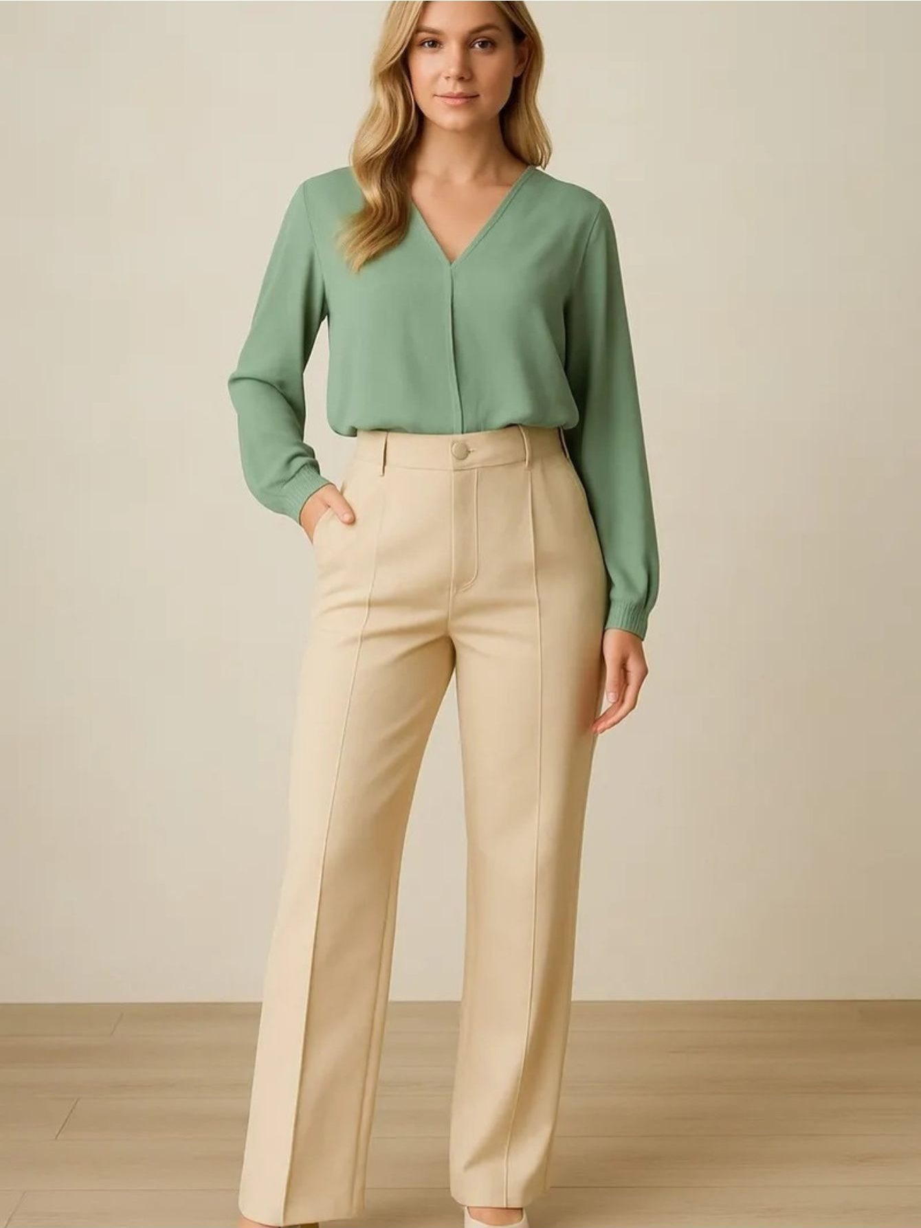 Calça preta cintura alta com detalhes em costura