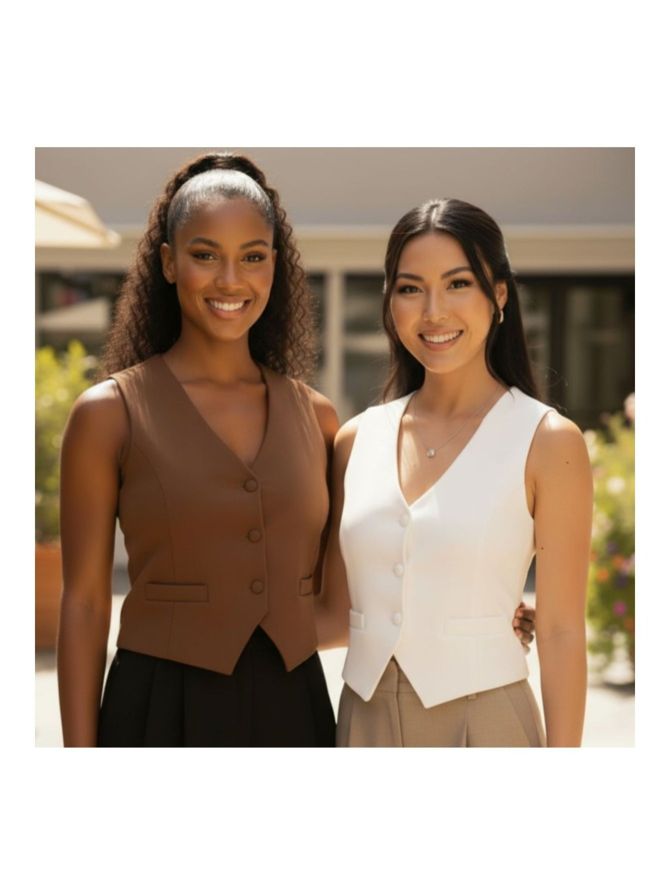 Colet Feminino preto com gola V e botões na frente