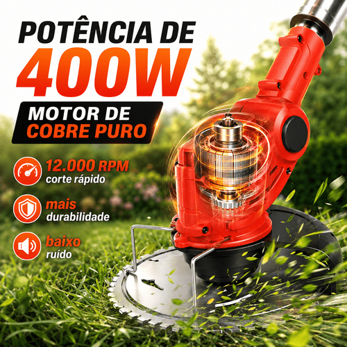 roçadeira aparador de eletrico portátil 2 bateria 12v