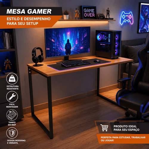 mesa para home office escrivaninha industrial quarto notebook escritorio computador para estudos