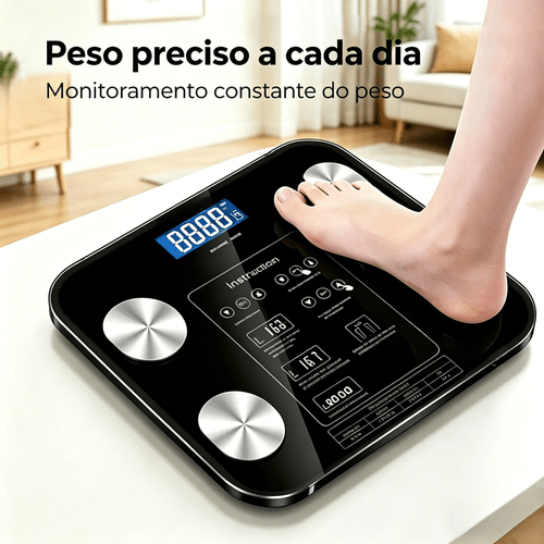 imagem do item balança de peso balança eletrônica balança corporal de peso balança de gordura corporal balança de pesagem, com ecrã de led retroiluminado e vidro resistente, tamanho compacto, pesando até 400 /180 quilogramas.