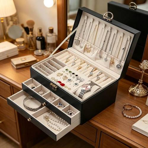 box ready for delivery multifunctional organizer resistant in leather 3 drawers multiple spaces