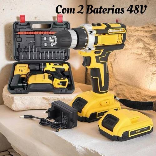 imagem do item parafusadeira furadeira 48v 2 baterias com maleta e acessórios completo