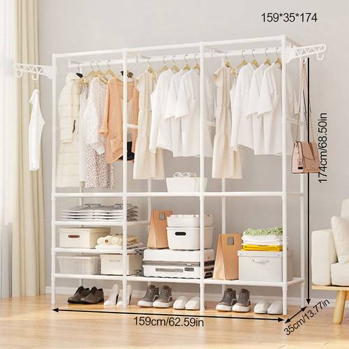 new portable wardrobe with multifunctional hangers random color removable shelves and steel structure models 159 35 174 cm