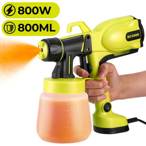 imagem do item pistola de pintura elétrica 800w 800ml hvlp com 2mm 38000rpm para móveis e paredes