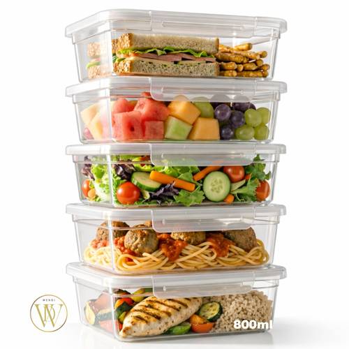 imagem do item kit 5 marmitas 800ml potes trava lateral freezer microondas