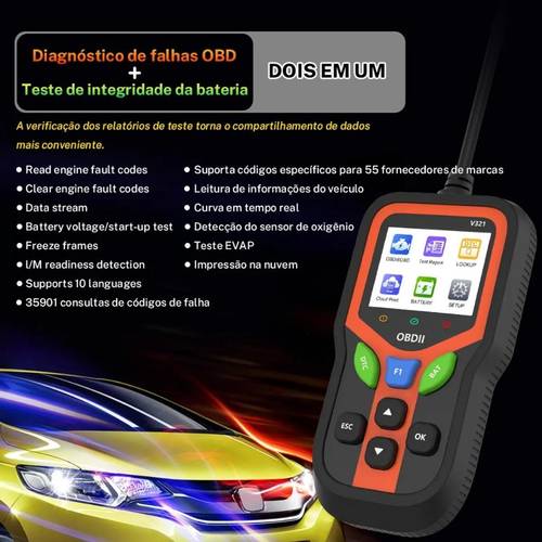 scanner automotivo v321 - de códigos em português para diagnóstico, ler e falhas do motor, compatível com os