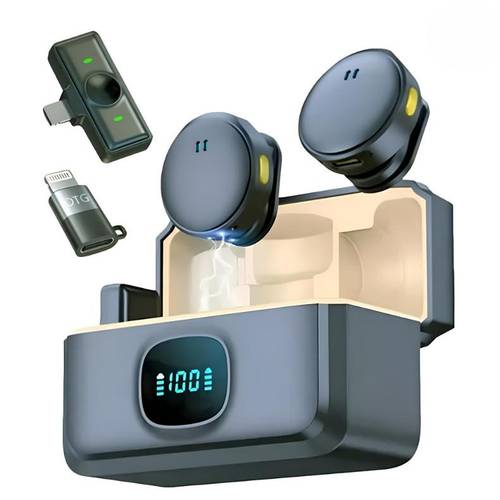 imagem do item mini microfone lapela sem fio com cancelamento de ruído magnético profissional para iphone type c
