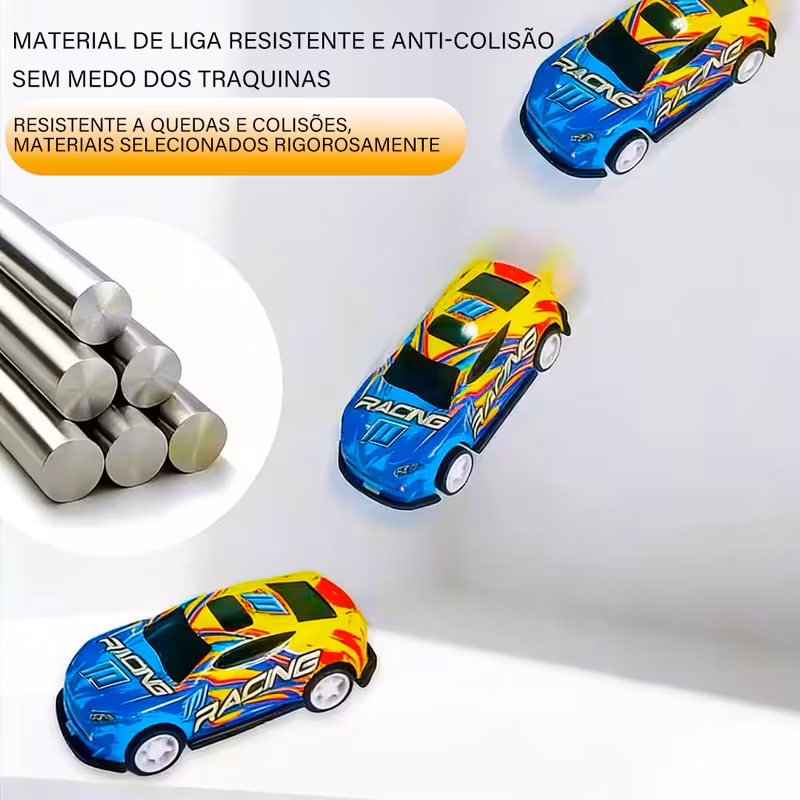 Detalhe do carrinho de brinquedo com rodas metálicas