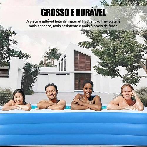 piscina inflável retangular familiar, de pvc durável para jardim, festas de verão e lazer ao ar livre