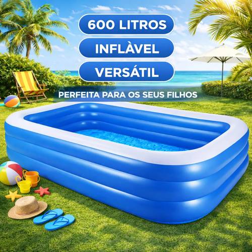 imagem do item piscina inflável retangular familiar, de pvc durável para jardim, festas de verão e lazer ao ar livre