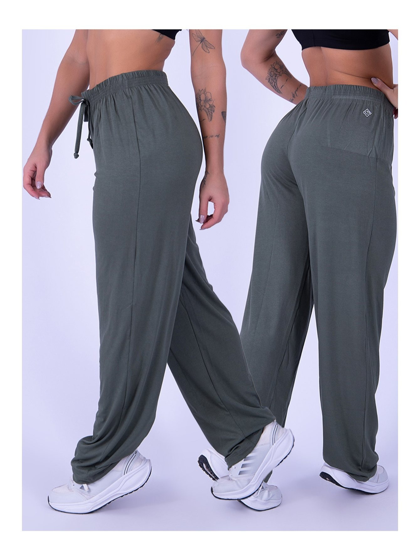 Calça Feminina Soltinha Yoga preta vista frontal