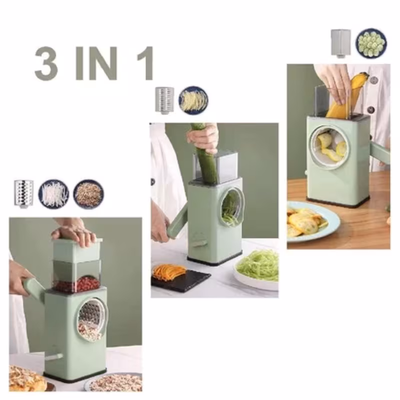 Ralador de Queijo Fatiador Legumes Cortador Vegetais Manual 3 em 1 - imagem 2
