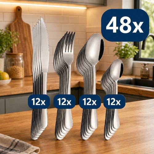 48pcs stainless steel cutlery set fork knife spoon tableware kitchen home high