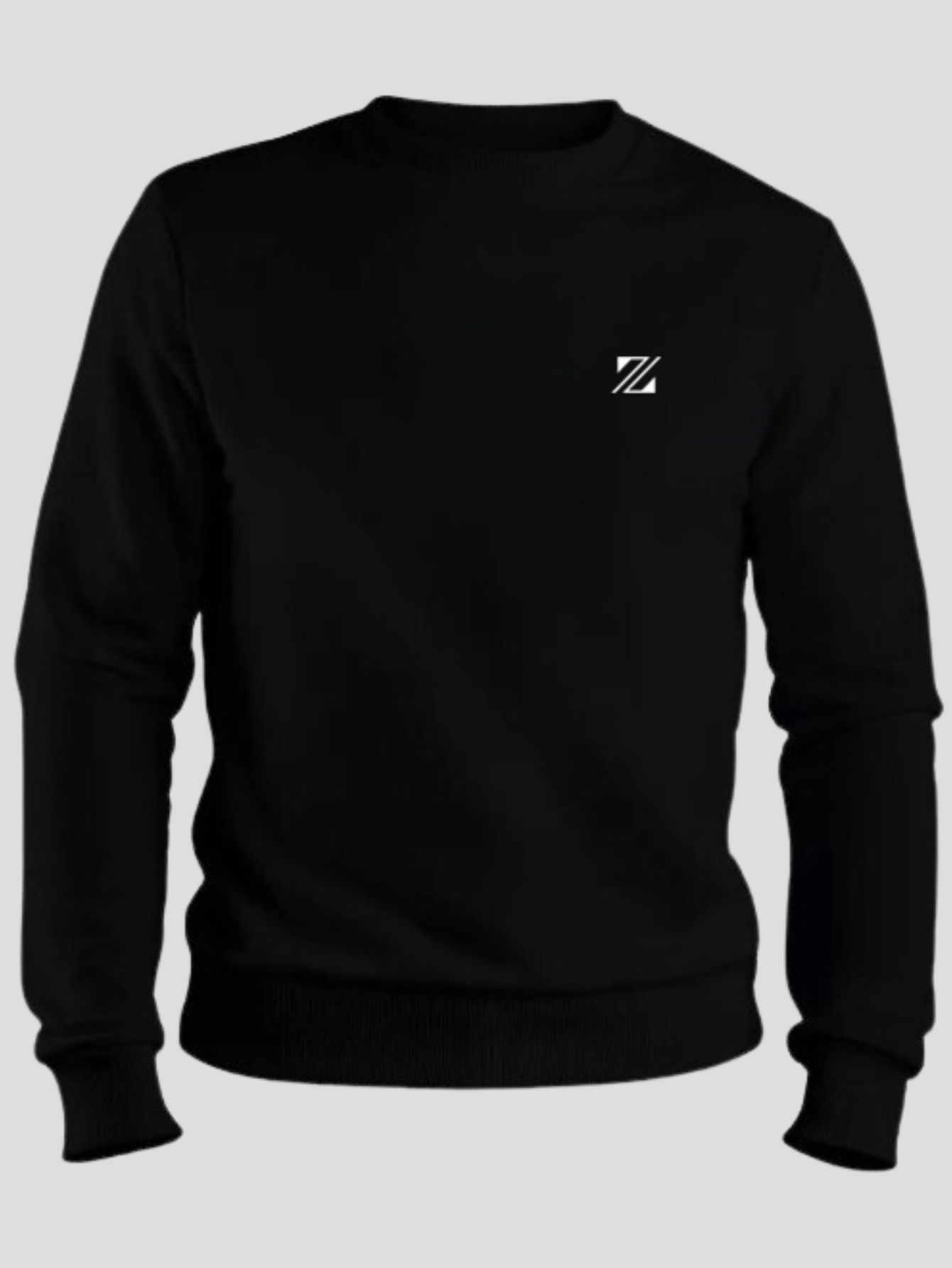 Moletom preto masculino de gola redonda com logo Zukker no peito