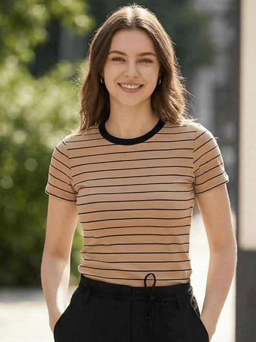 womens striped short sleeve lightweight t shirt summer fashion set k01001