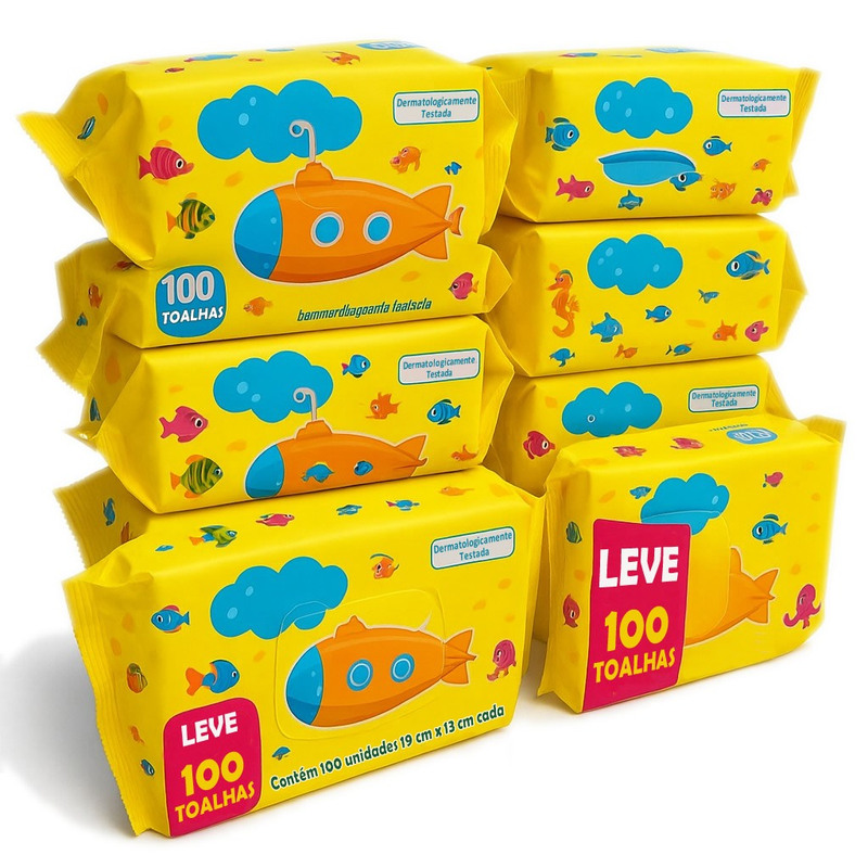 Toalhas umedecidas brancas em pacote