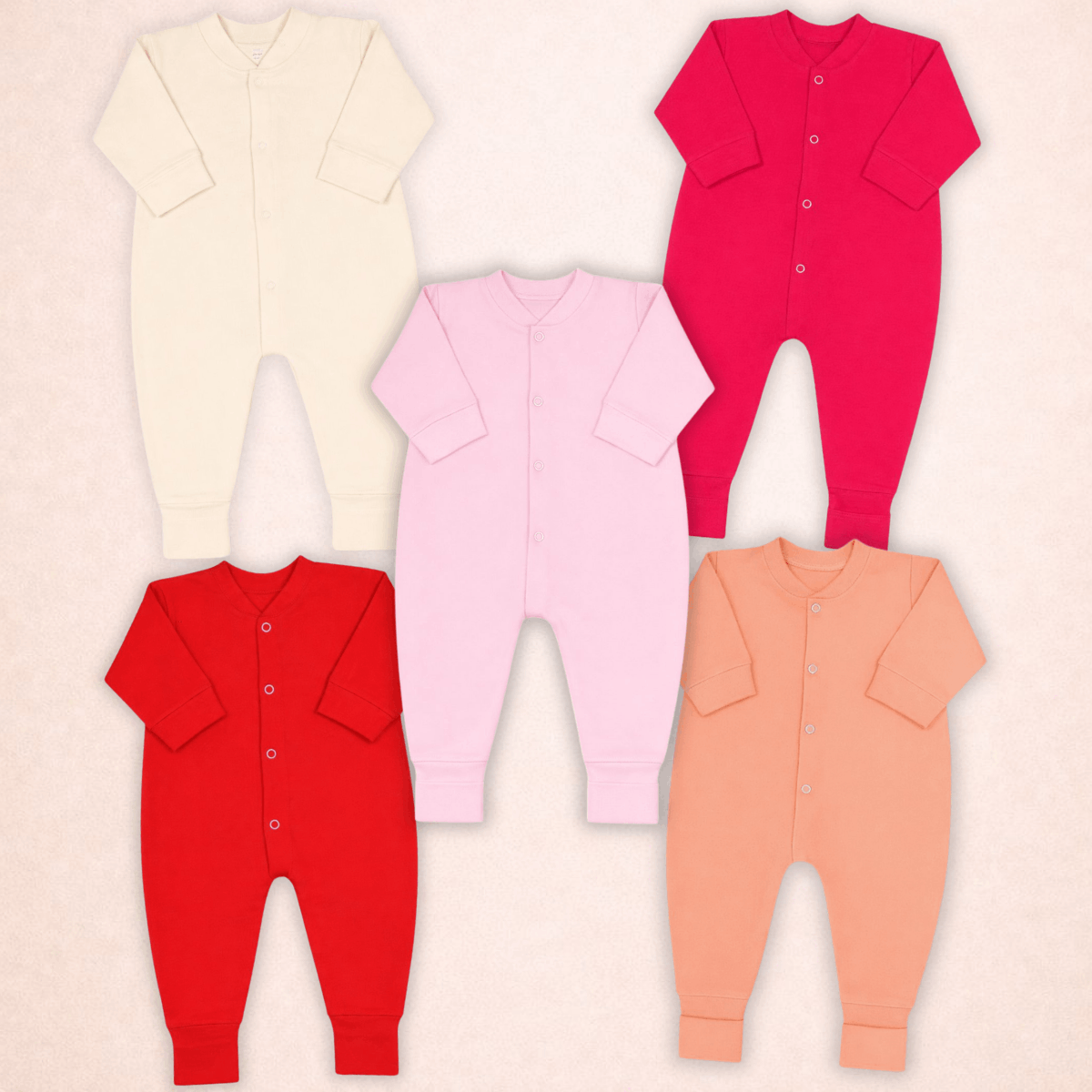 Conjunto de 4 Peças com Macacão para Bebê, Tricô Macio e Liso, com Pés, 100% Algodão, para Menina: retailer-supplied image