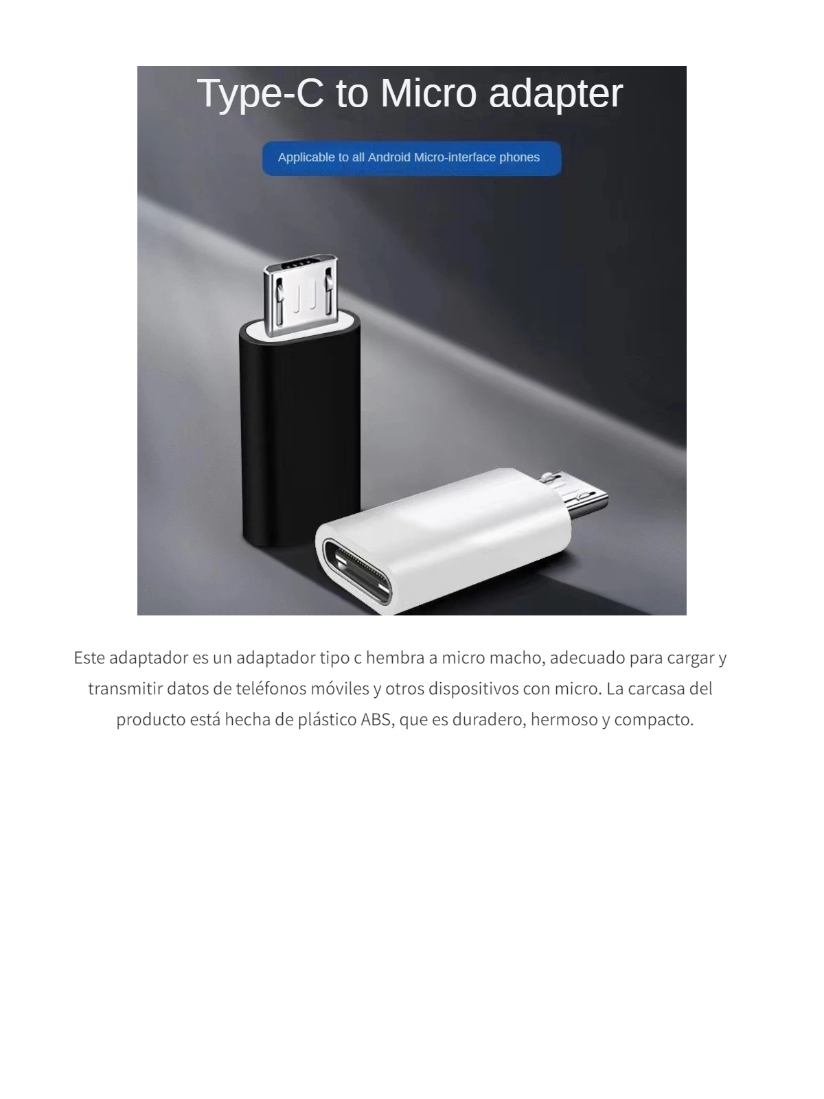 Adaptador de Tipo-C a Micro USB - Convertidor de Carga Rápida y Transferencia de Datos para Teléfonos Android