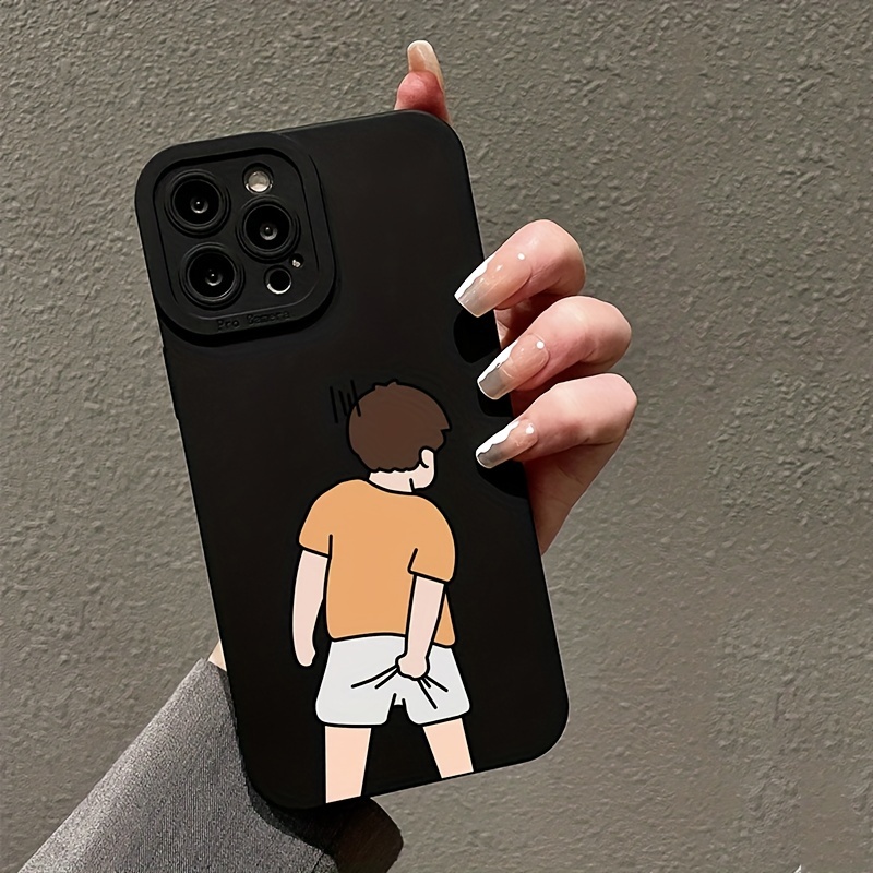 Funny Cartoon Cute Boy Black Phone Case For iphone 15 14 11 12 13