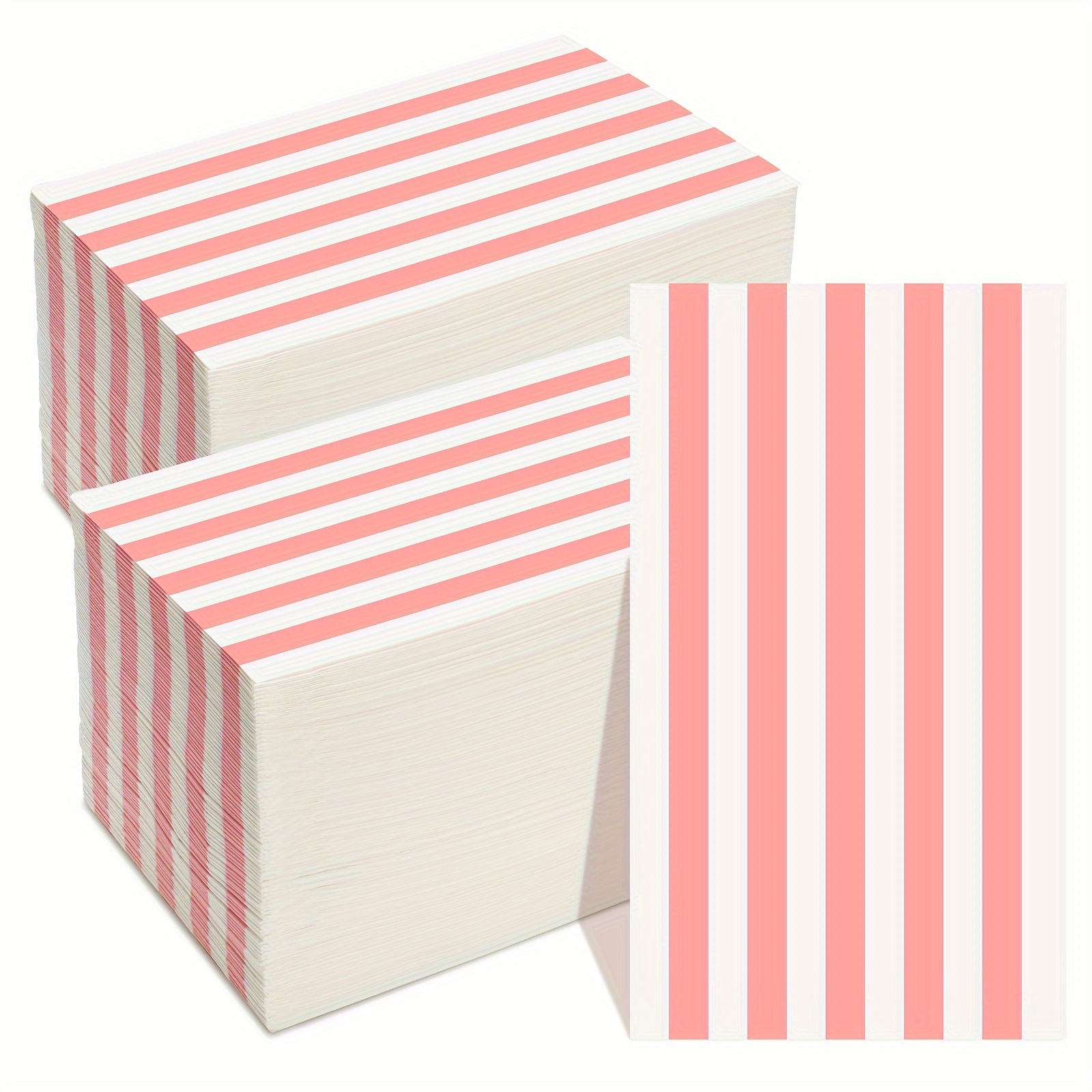 Gift Boutique 100 Pink & White Stripe Guest Napkins 3 Ply Disposable Paper  Pack Striped Dinner Hand Napkin for Bathroom Powder Room Holiday Wedding