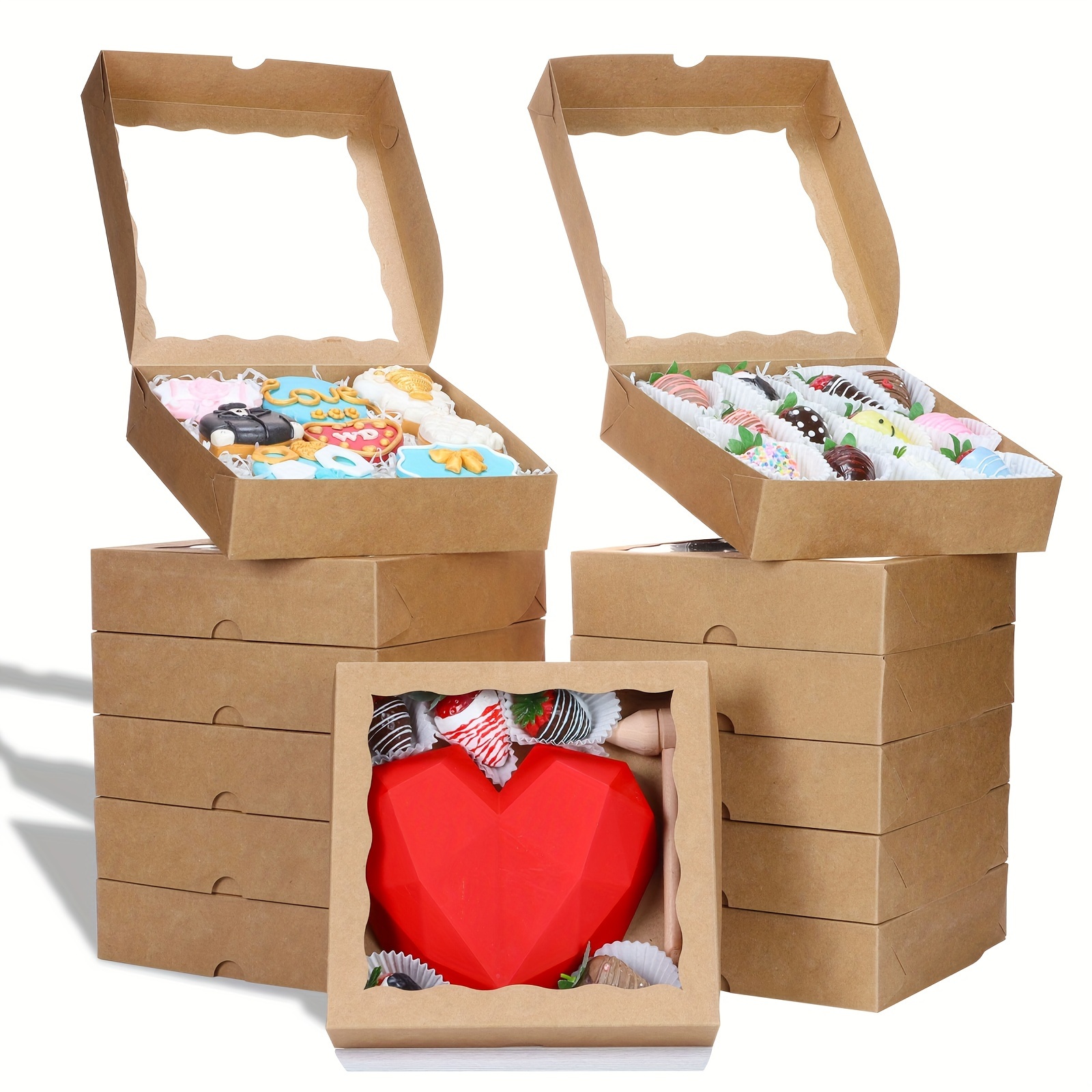  Caja transparente para tartas, cajas para pasteles, caja de  regalo transparente con tapa (paquete de 2 cajas) (8.3 x 8.3 x 6.3  pulgadas, rosa) : Hogar y Cocina