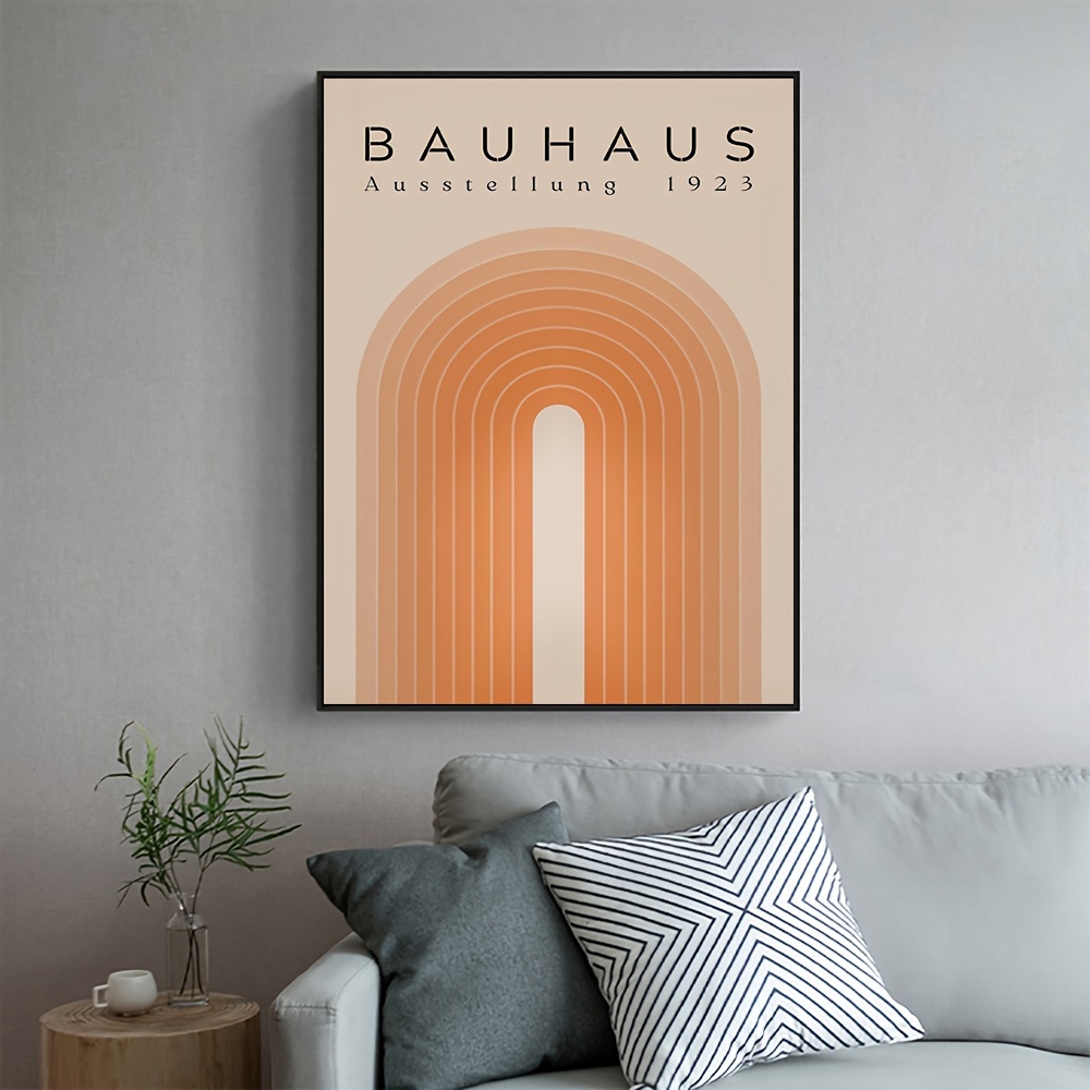 Bauhaus Print, 1923 Exhibition Poster, Circle Line Geometric Decor, Mid  Century Modern Minimalist Abstract Orange Wall Art, Man Gift Idea 