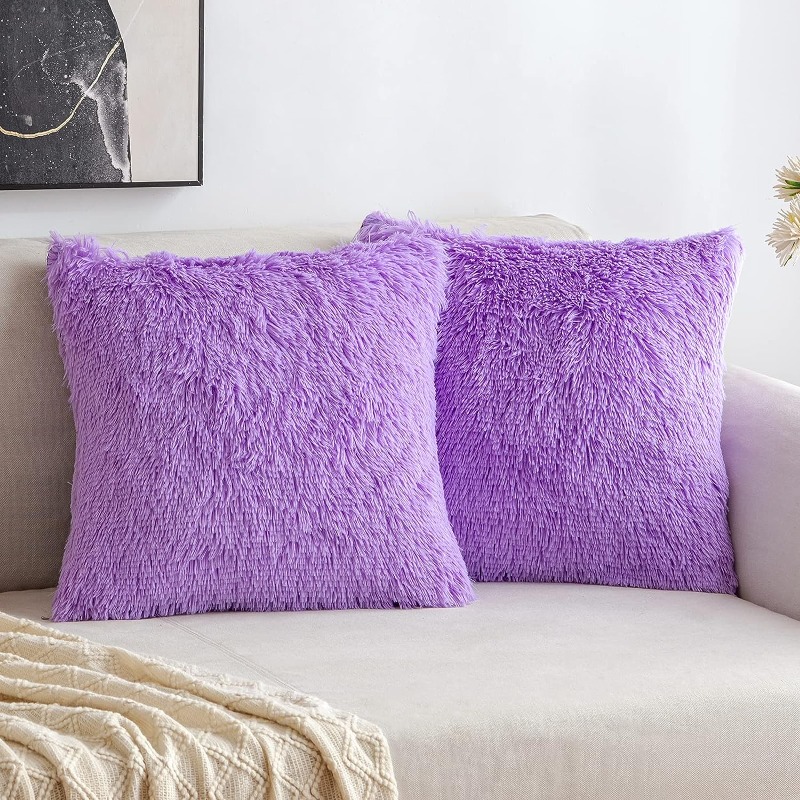 Fuzzy purple clearance pillow