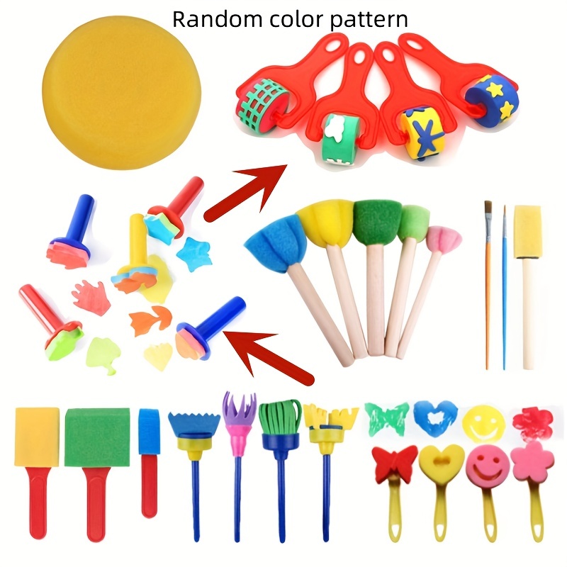 Kids Paint Sponges Set Of 30, Kids Toddlers Early Learning Paint Stamps  Brushes Foam Art Tool, Washable Reusable Sponge Painting Kits Finger Paint  Drawing Gifts