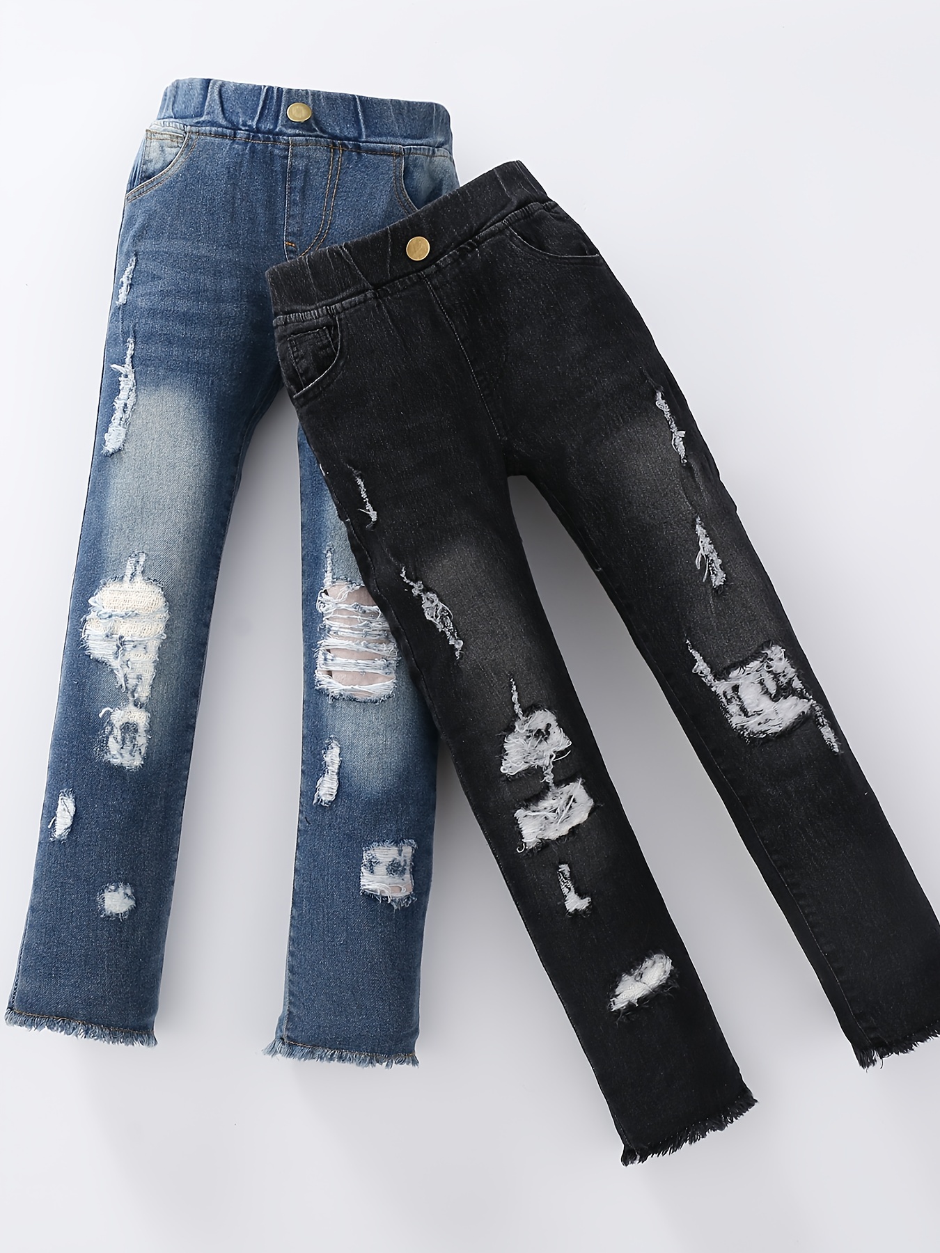 Kids Girls Fashion Jeans Clothes Casual Denim Pants Children Girl Simple  Long Trousers