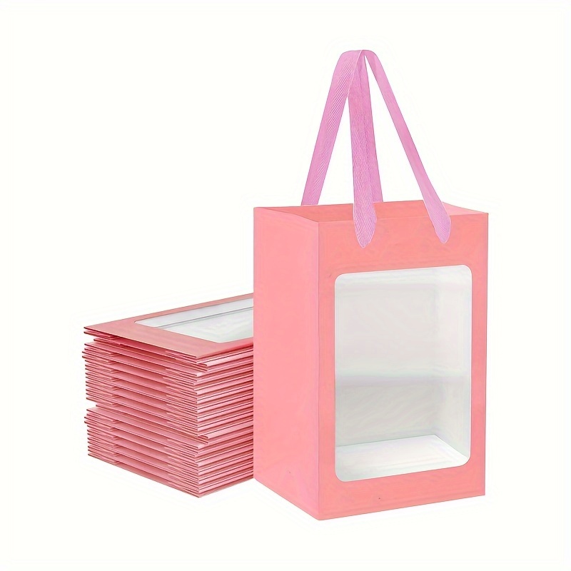 12 Bolsas De Regalo Con Ventana Transparente 30x20x16 CM