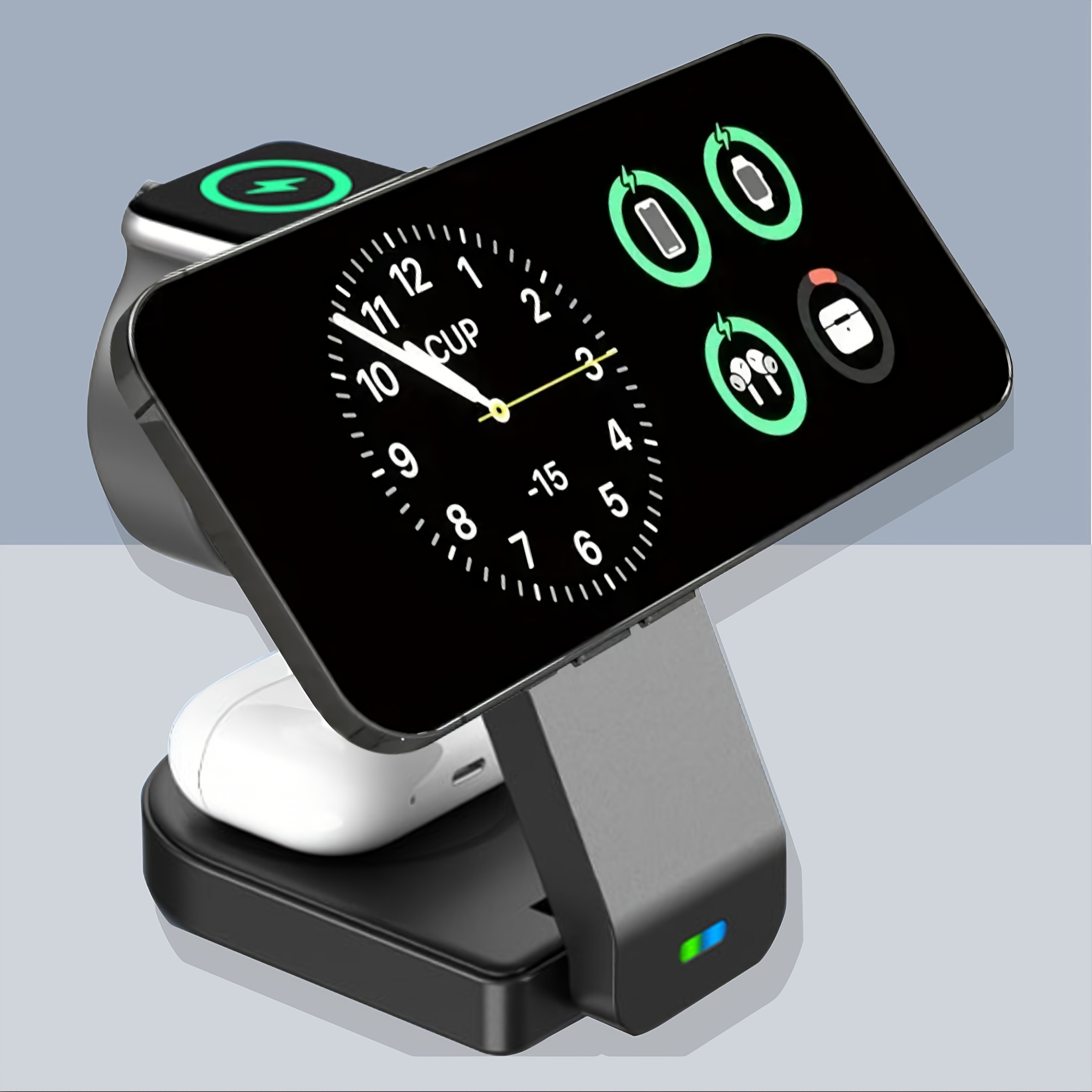 Stazione di ricarica wireless portatile 3 in 1 - Apple Watch, iPhone,  AirPods