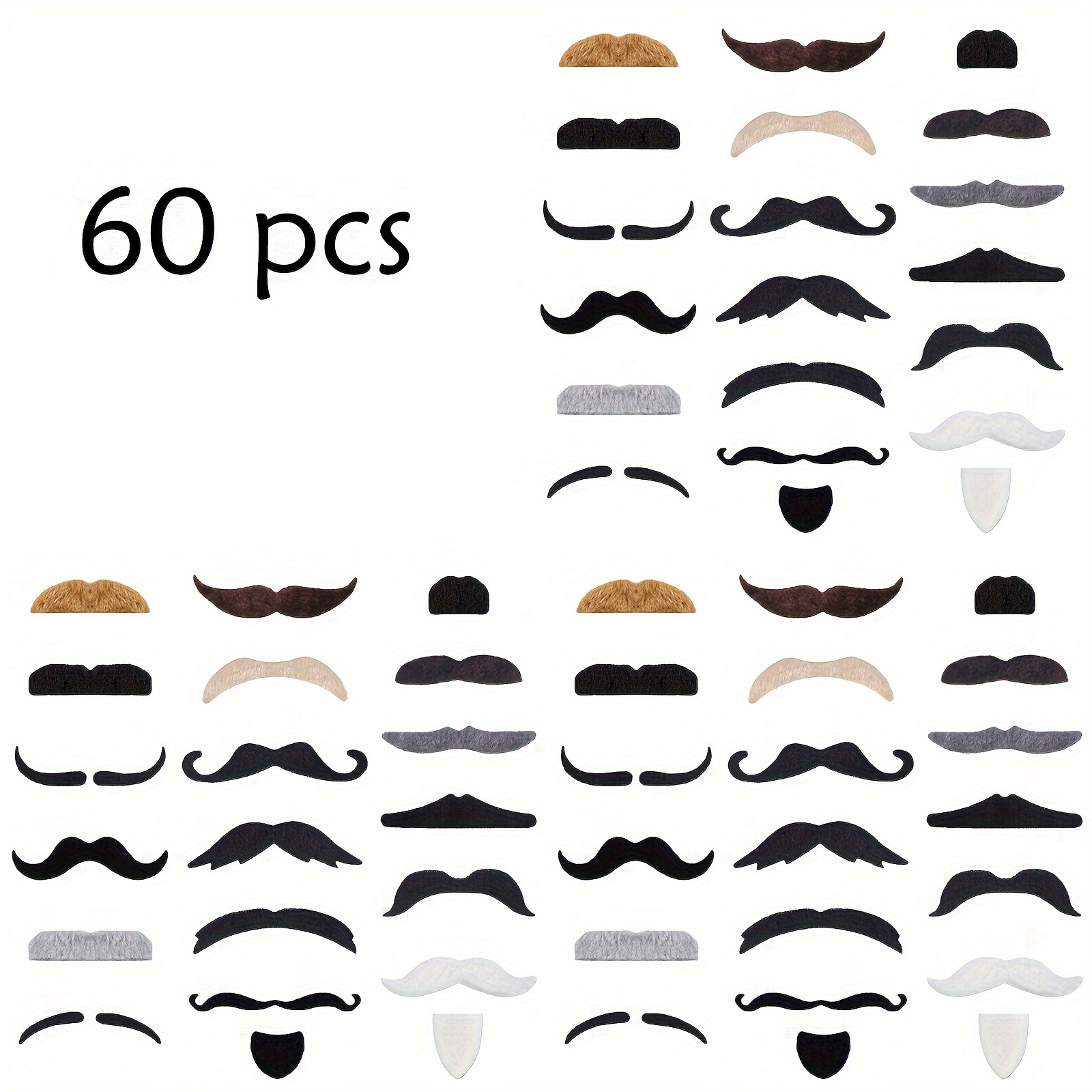 Mustaches Autoadhesivo, novedad, barba falsa Lord y bigote falso, pelo  facial falso, accesorio de disfraz para adultos, color negro