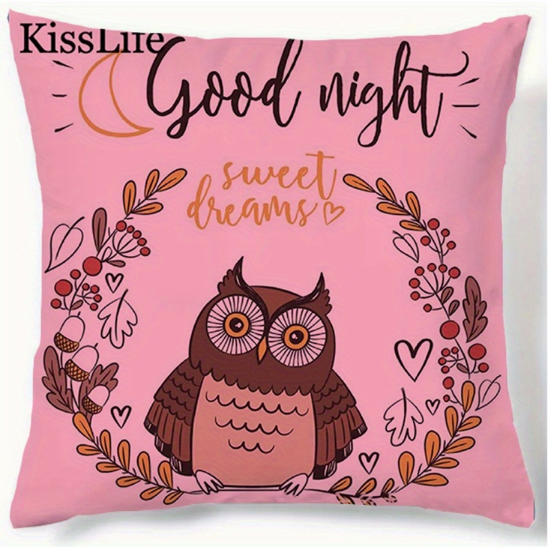 Pink owl outlet pillow