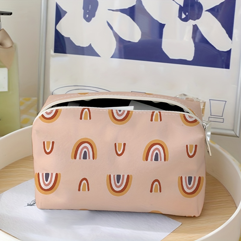 Initial Letter Print Makeup Bag, Portable Canvas Comestic Bag, Toiletry  Wash Organizer & Purse For Travel - Temu