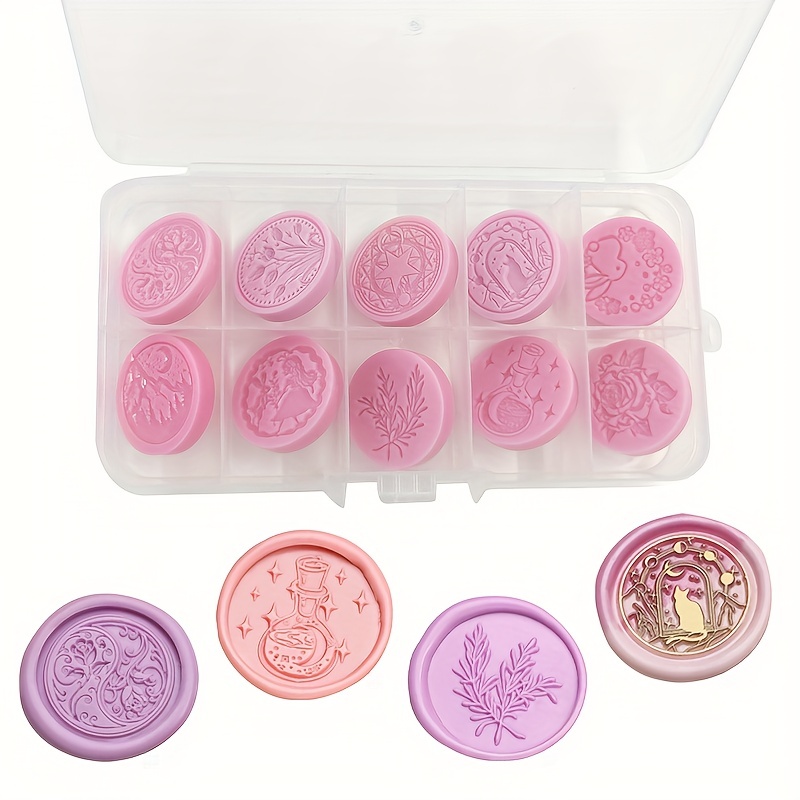 Wax Seal Stamp Set,classic Wax Stamps Wax Stamp Kit With 1 Wooden Handle +6  Brass Seals