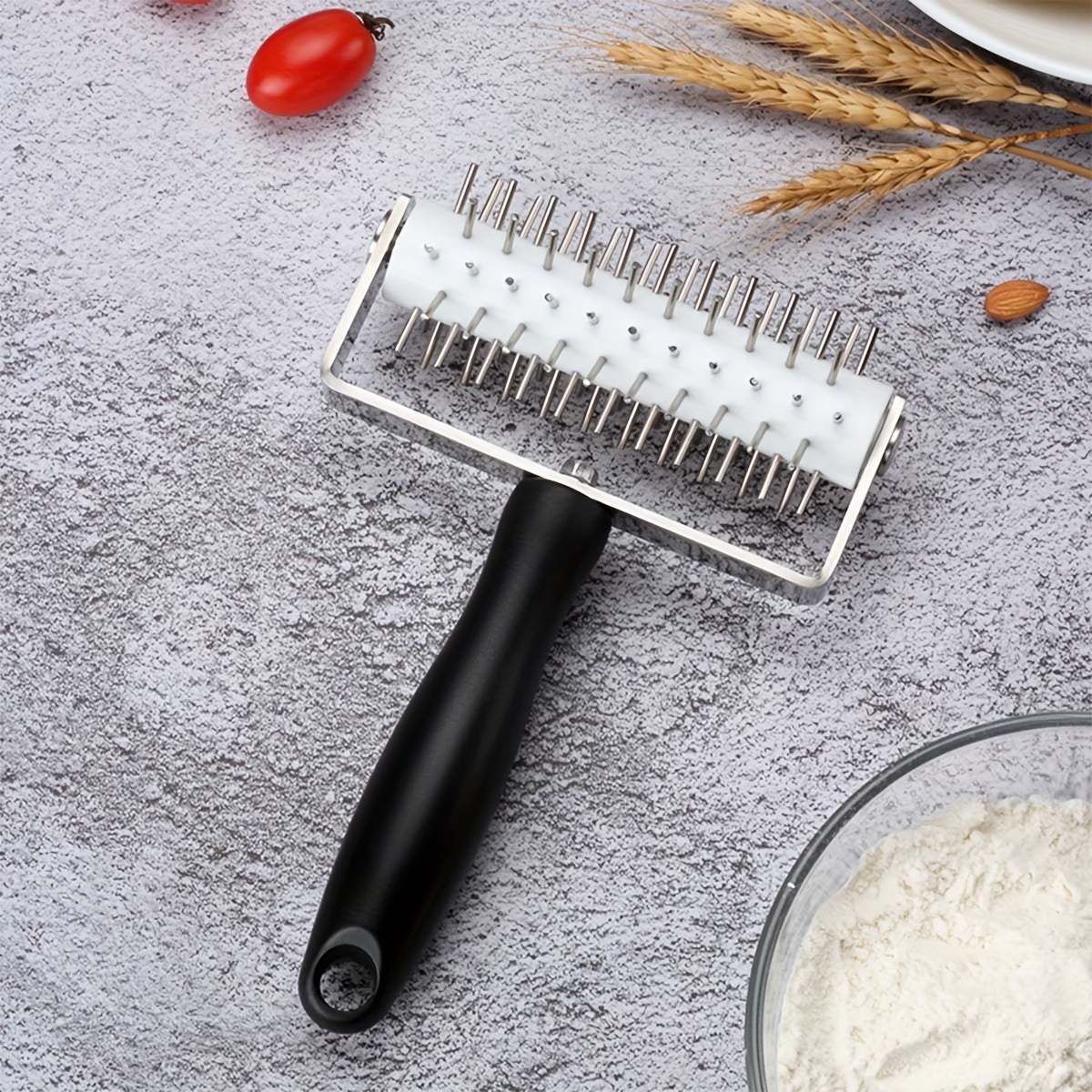 Stainless Steel Pastry Docker Roller Lattice Cutter Needle Pin Punch Pizza  Dough Cutter with Wooden Handle Puncher Docking Tool - AliExpress