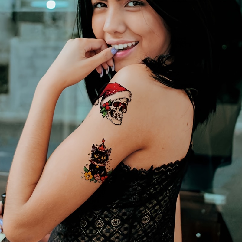 4 Uds. Pegatinas De Tatuaje Temporal De Flores De Tinta Negra, Tatuaje  Falso Para Brazo/pierna/cintura, Moda de Mujer